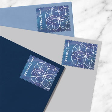 NOT Forever Stamp-$1 Stamps 2024 Geometric Floral Design – Art Collection, First-Class Rate(Not a Forever Stamp)