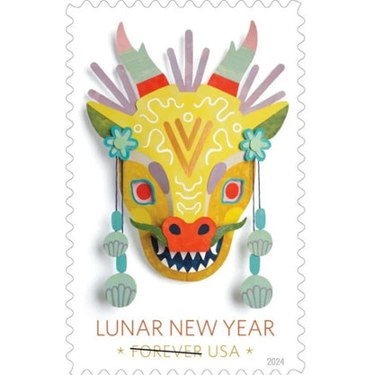 Forever Stamps 2024 Lunar New Year Dragon – Holiday Celebration, First-Class Postage