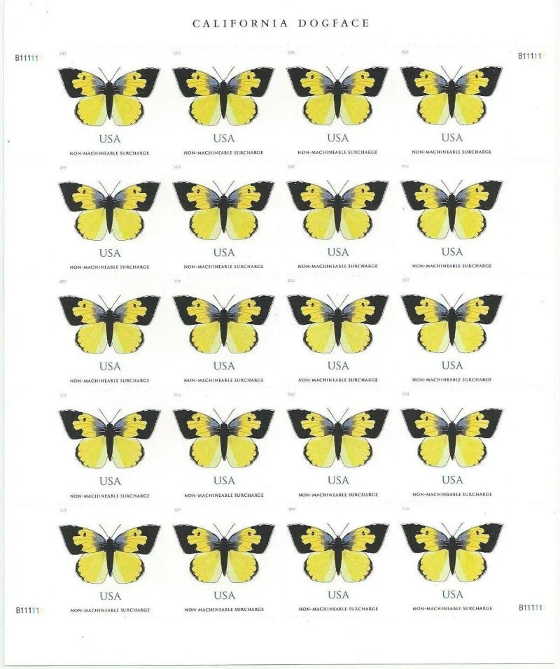 NOT Forever Stamp-$1.29 Stamps 2019 California Dogface Butterfly – Non-Machinable Surcharge, First-Class Rate