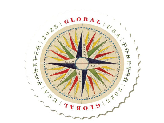Global Forever Stamps 2025 Compass Rose – International Mailing, First-Class Postage