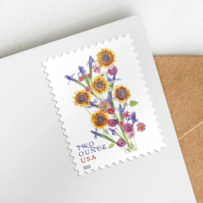 NOT Forever Stamp-Two-Ounce Stamps 2022 Sunflower Bouquet – Wedding Invitation, First-Class Rate