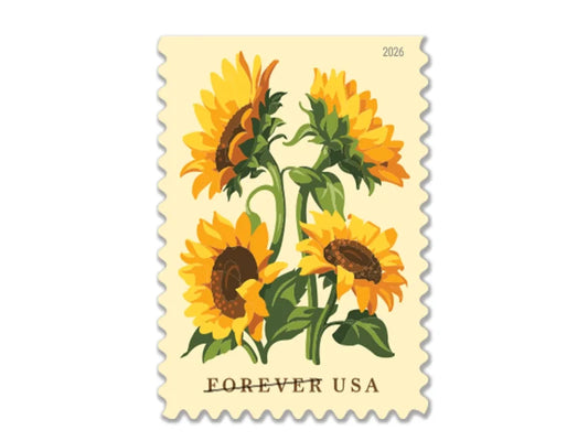 Forever Stamps 2026 Sunflowers – Floral Collection, First-Class Postage