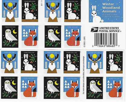 Forever Stamps 2023 Winter Woodland Animals – Nature Series, First-Class Postage